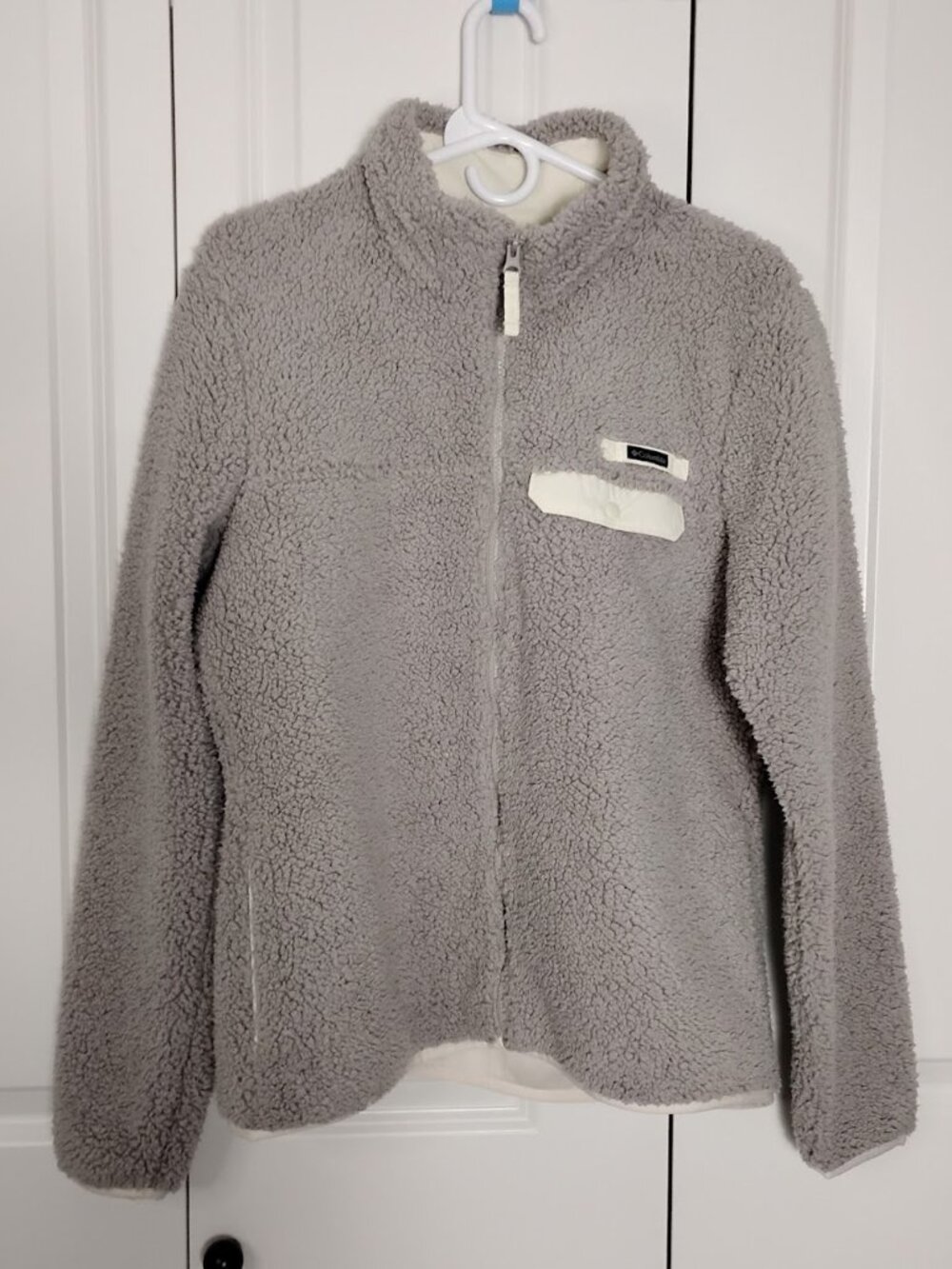 Columbia Women's Grey Taupe Long Sleeve Full-Zip Fleece Teddy Jacket Size L